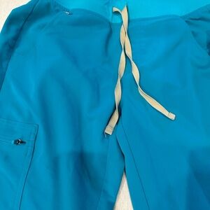 Figs Women's Scrub Set in Teal and Beige